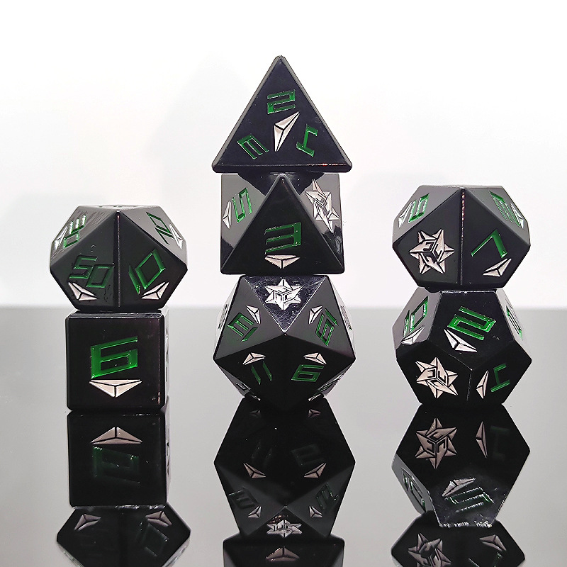 Metal crop circle polygonal dice