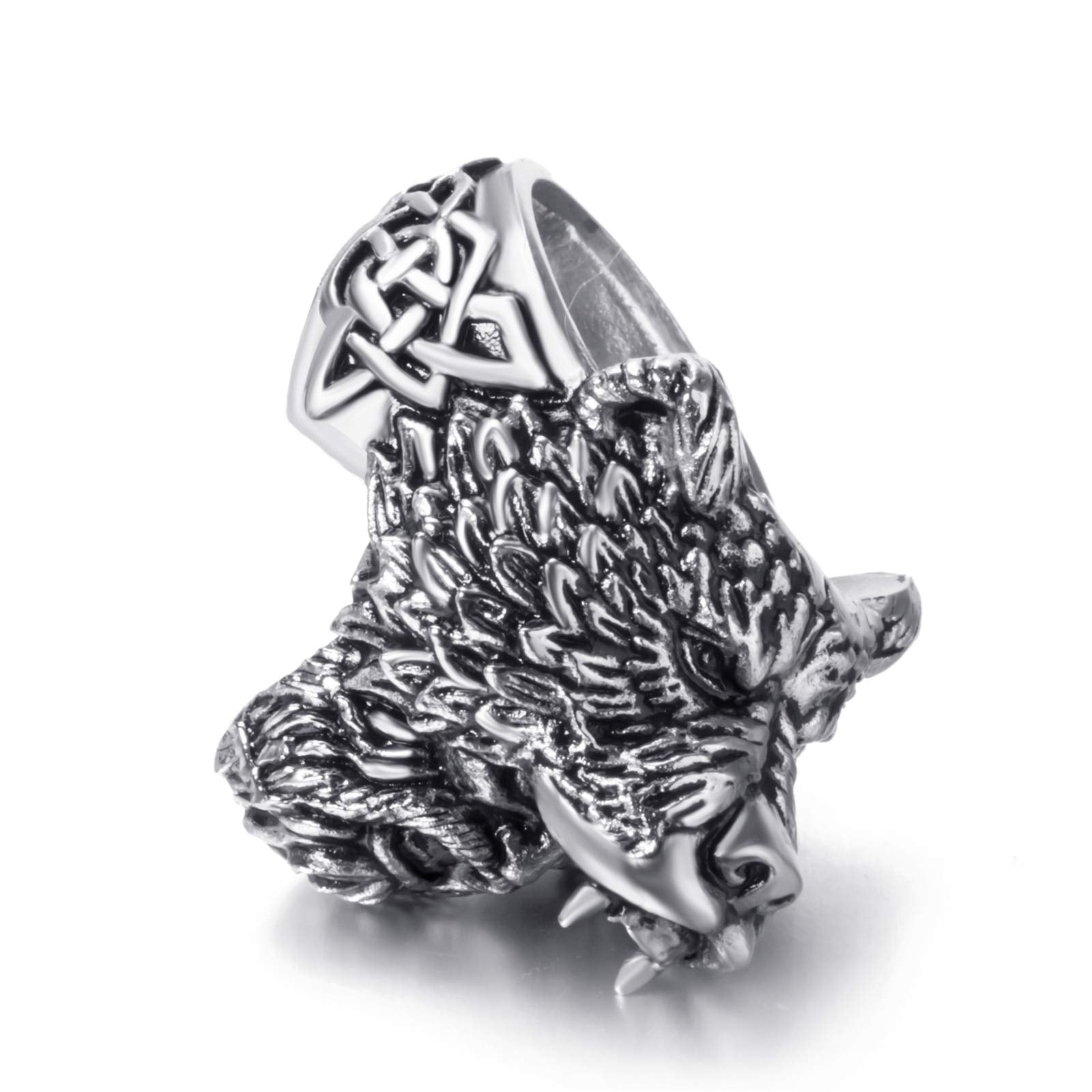 Viking Bear Man Warrior Silver Black Titanium Biker Ring