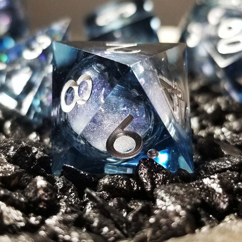Winter Souls Liquid Core Sharp Edge Resin Polyhedral Dice Set