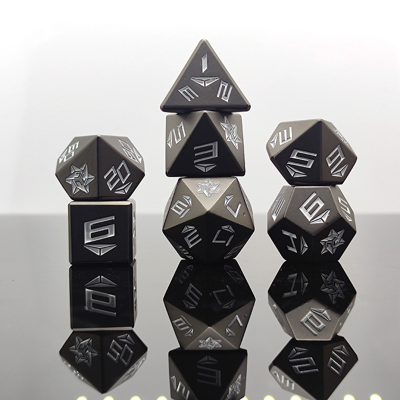 Metal crop circle polygonal dice
