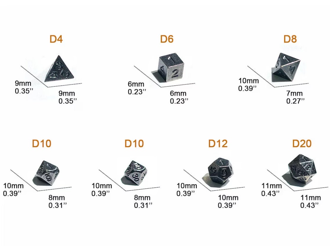 Mini Micro Metal Dice Set | D&D Dice | Dungeons and Dragons