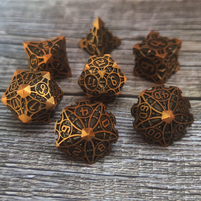 Solid Dragon Pointed Dice Metal Set