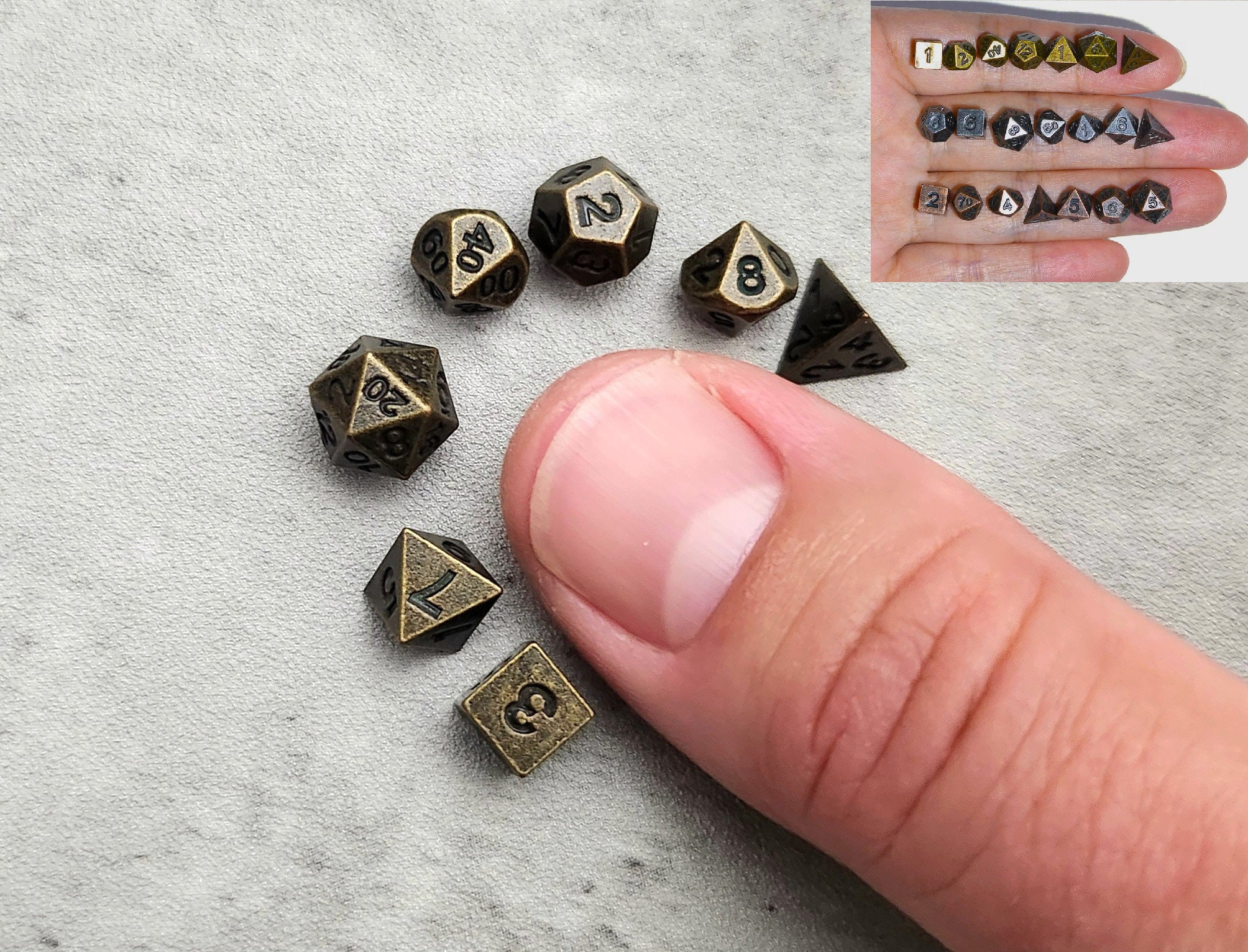 Mini Micro Metal Dice Set | D&D Dice | Dungeons and Dragons