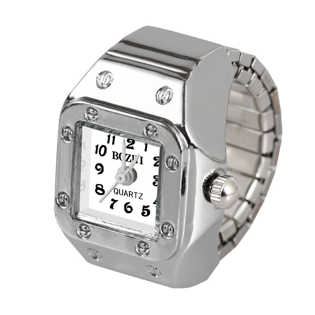 1pc Men's Quartz Watch Ring With Watch Digit Dial Rectangle Unisex Fashion Artificial Jewelry Gifts, Not Waterproof