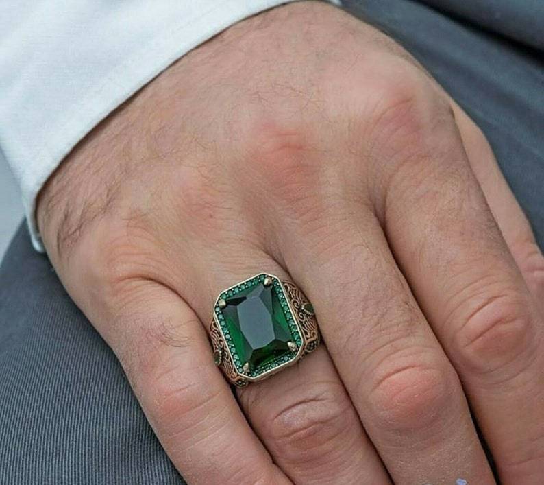 Textured Red and Green Zircon Ring