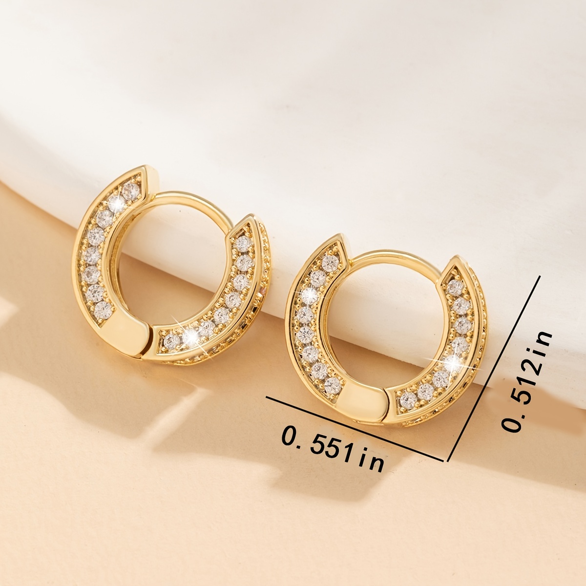 14K Gold Plated Zircon Hoop Earrings Cuff Hoop Earrings For Women Women's Elegant Jewelry Women's Accessories