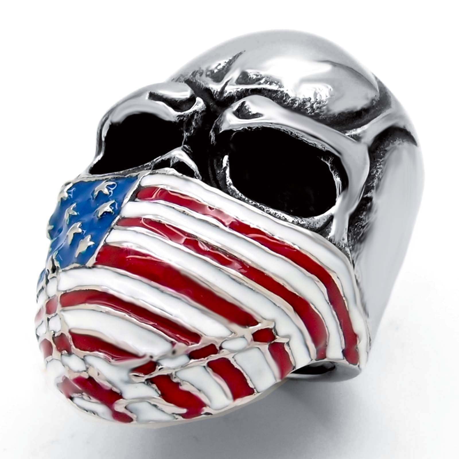 American Flag Mask Skull Biker Ring