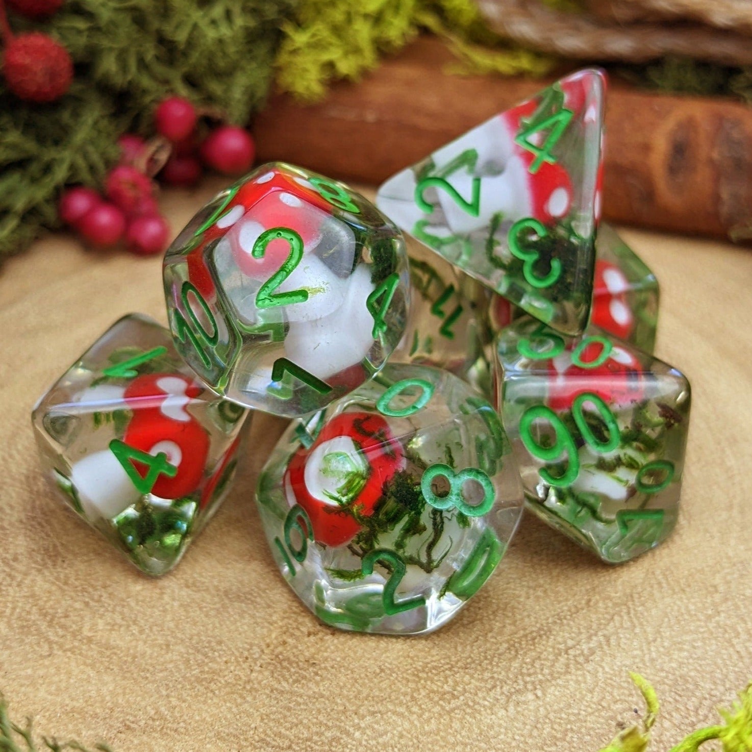 Mossy Mushroom Dice set