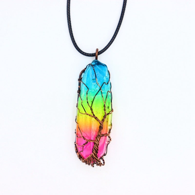 Rainbow Quartz Tree Of Life Necklace