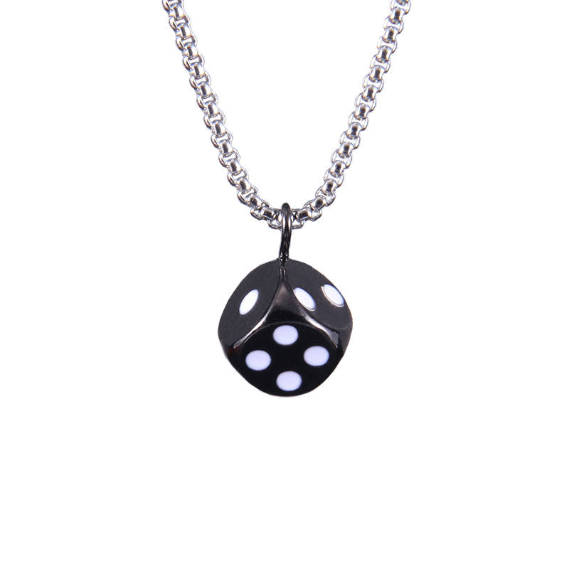 Personalized Stainless Steel Necklace Versatile Niche Design Dice Pendant