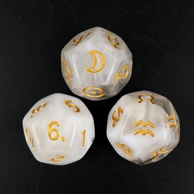 Astrology Dice, Signs Planets Numbers 12-Sided Dice Divination Too
