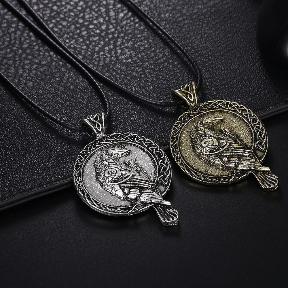 Celtic Raven Necklace for Men and Women