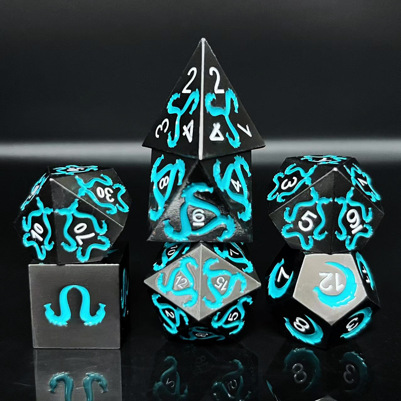 Metal solid dice dnd dragon and dungeons metal dice set