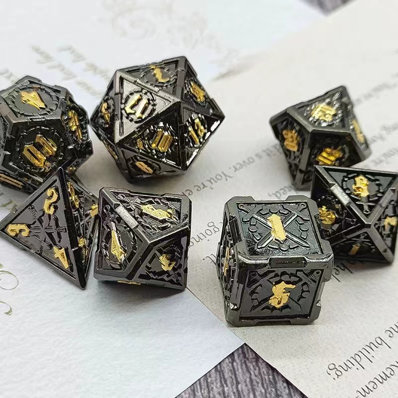 Fighter Bloodthirsty Metal Polyhedral 7 Dice Set