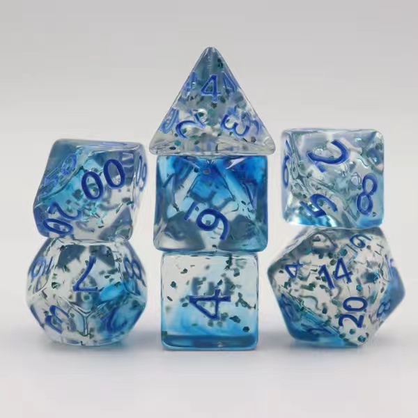 Transparent floating silk flash point dice