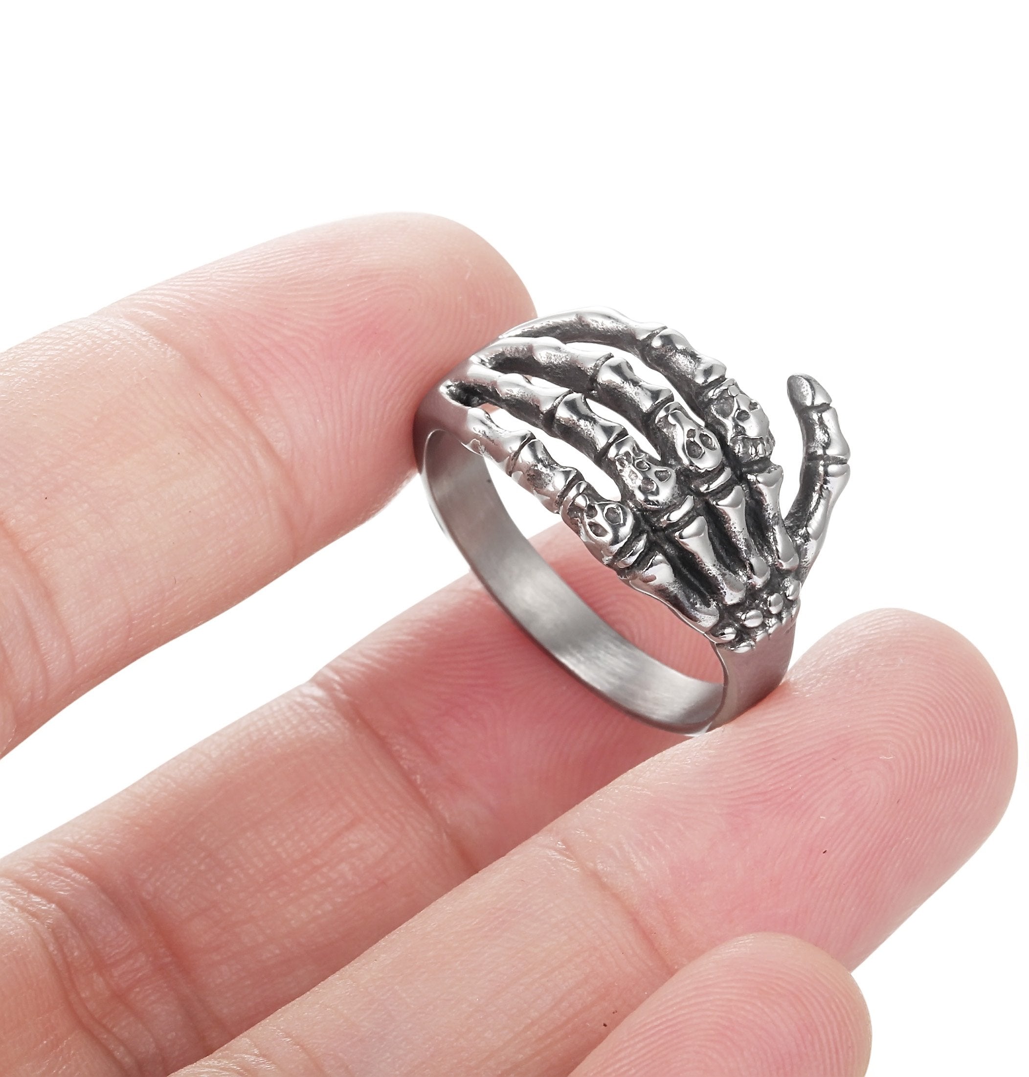 Stainless Steel Skull Rings for Men Women Vintage Gothic Ring Biker