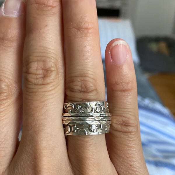 Sun and Moon Spinner Silver Ring