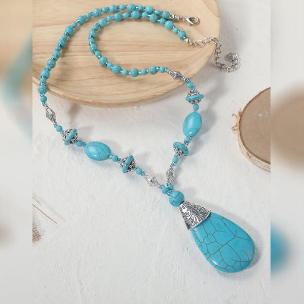 Large teardrop turquoise necklace