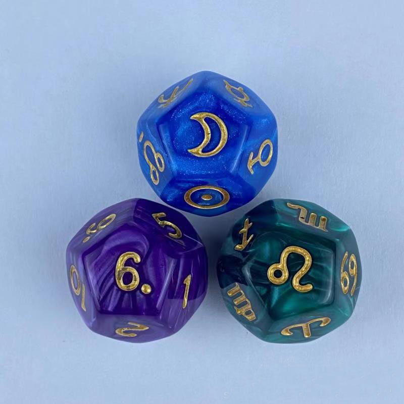 Astrology Dice, Signs Planets Numbers 12-Sided Dice Divination Too
