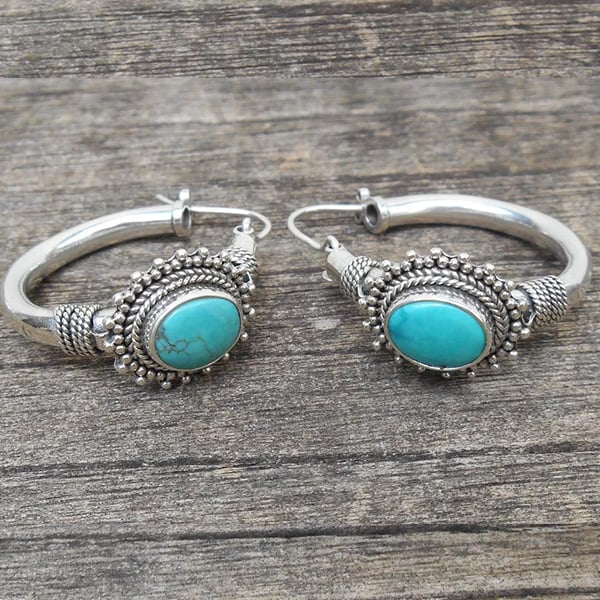 Oval turquoise earrings
