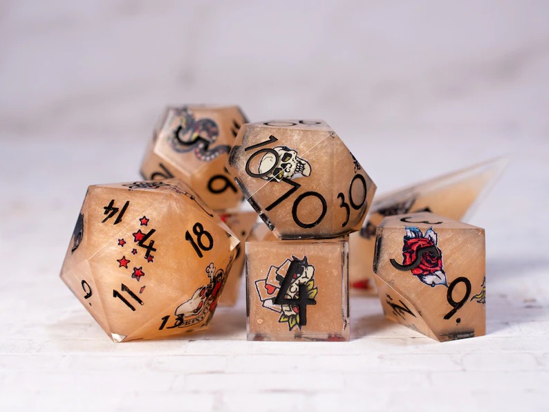 Tattoo Art Style Dice Set
