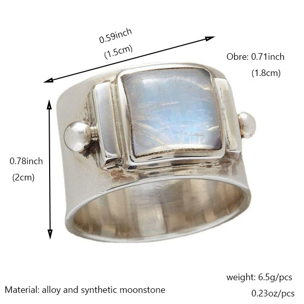 Vintage Moonlight Ring 925 Sterling Plated Women Alloy Jewelry Charms Jewelry Gift Birthday Gifts For Women Wife Girls Her
