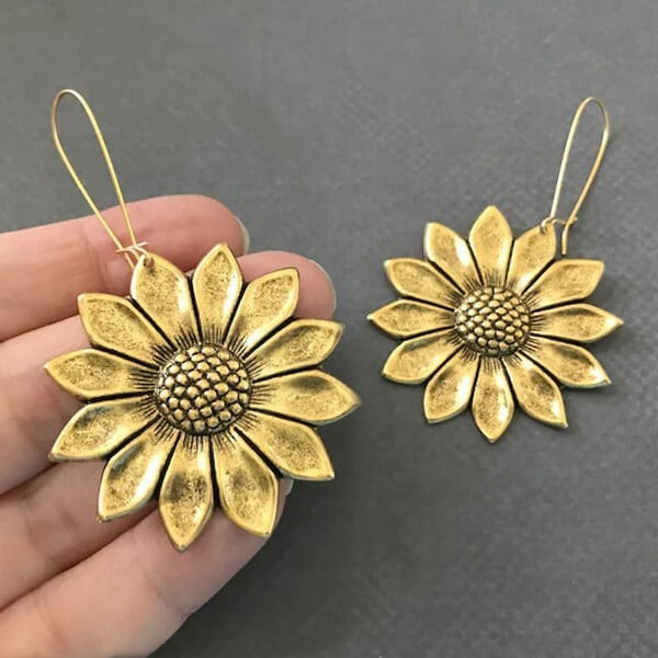 Gold Sunflower Earrings