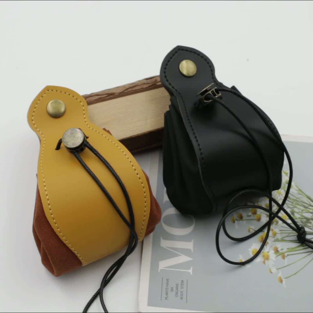 Medieval Faux Leather Steampunk Dice Drawstring Bag