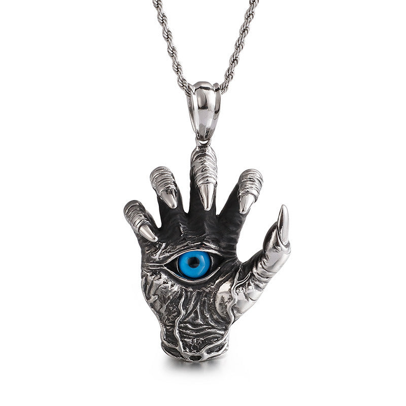Dragon Claw Blue Evil Eye Pendant Necklace
