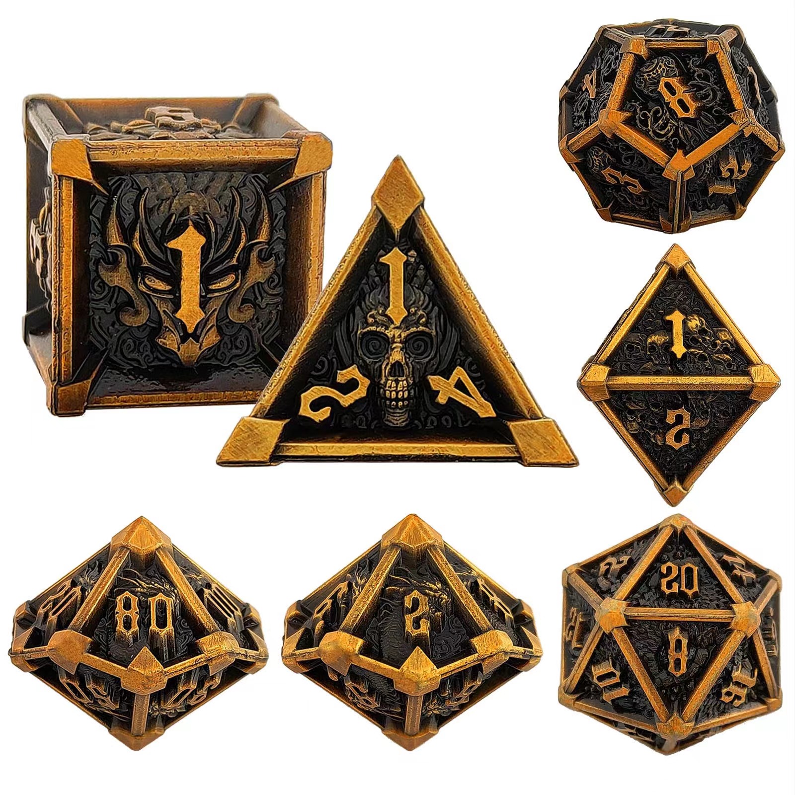 Metal Dragon Skull Octopus Dice Set