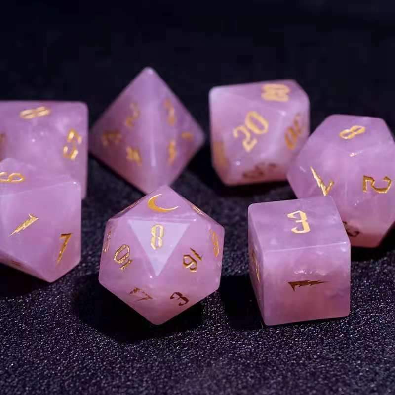 Pink crystal dice set