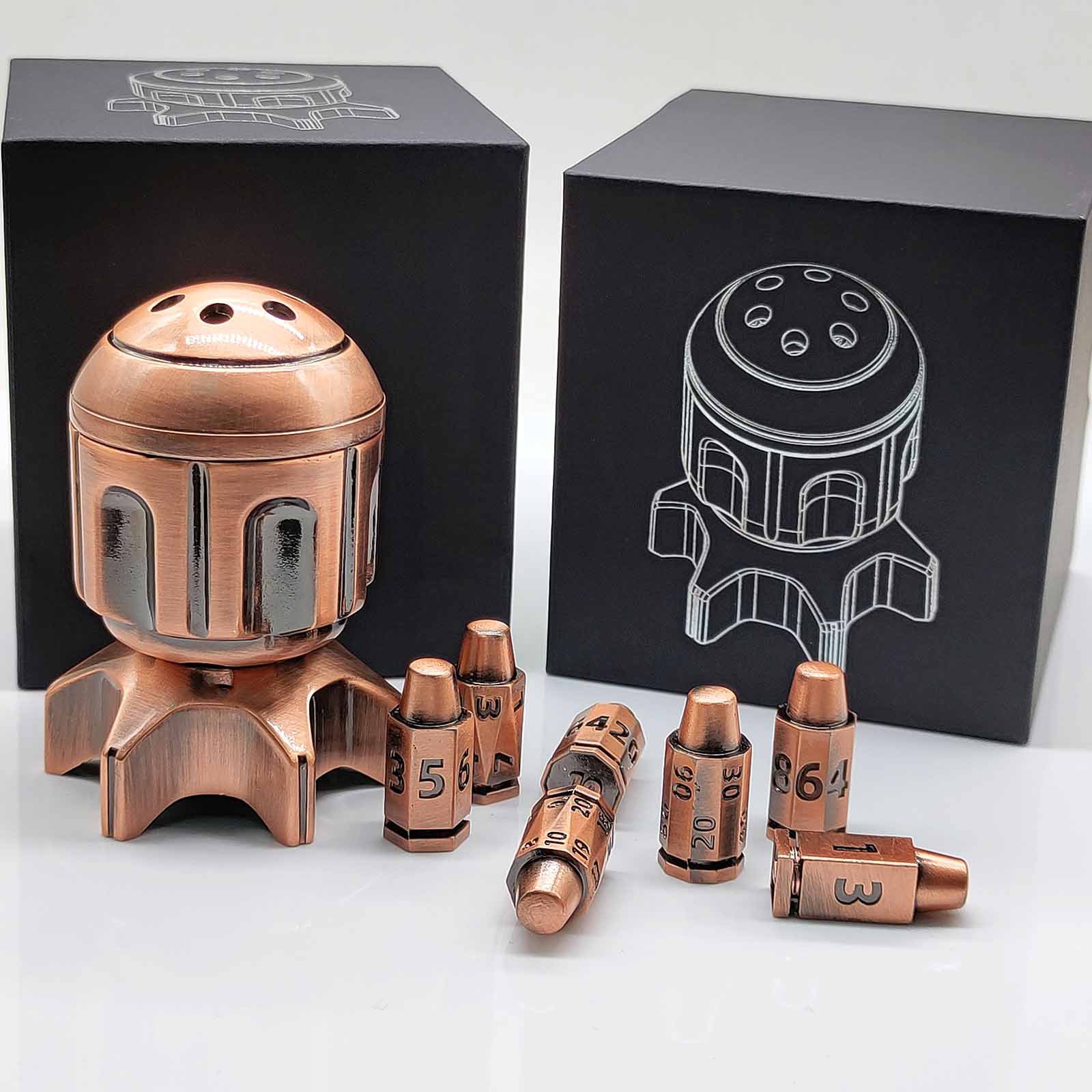 Metal Rocket Bullet Dice Set Rotatable Polyhedron RPG Role Playing DND Dragon and Dungeon Dice