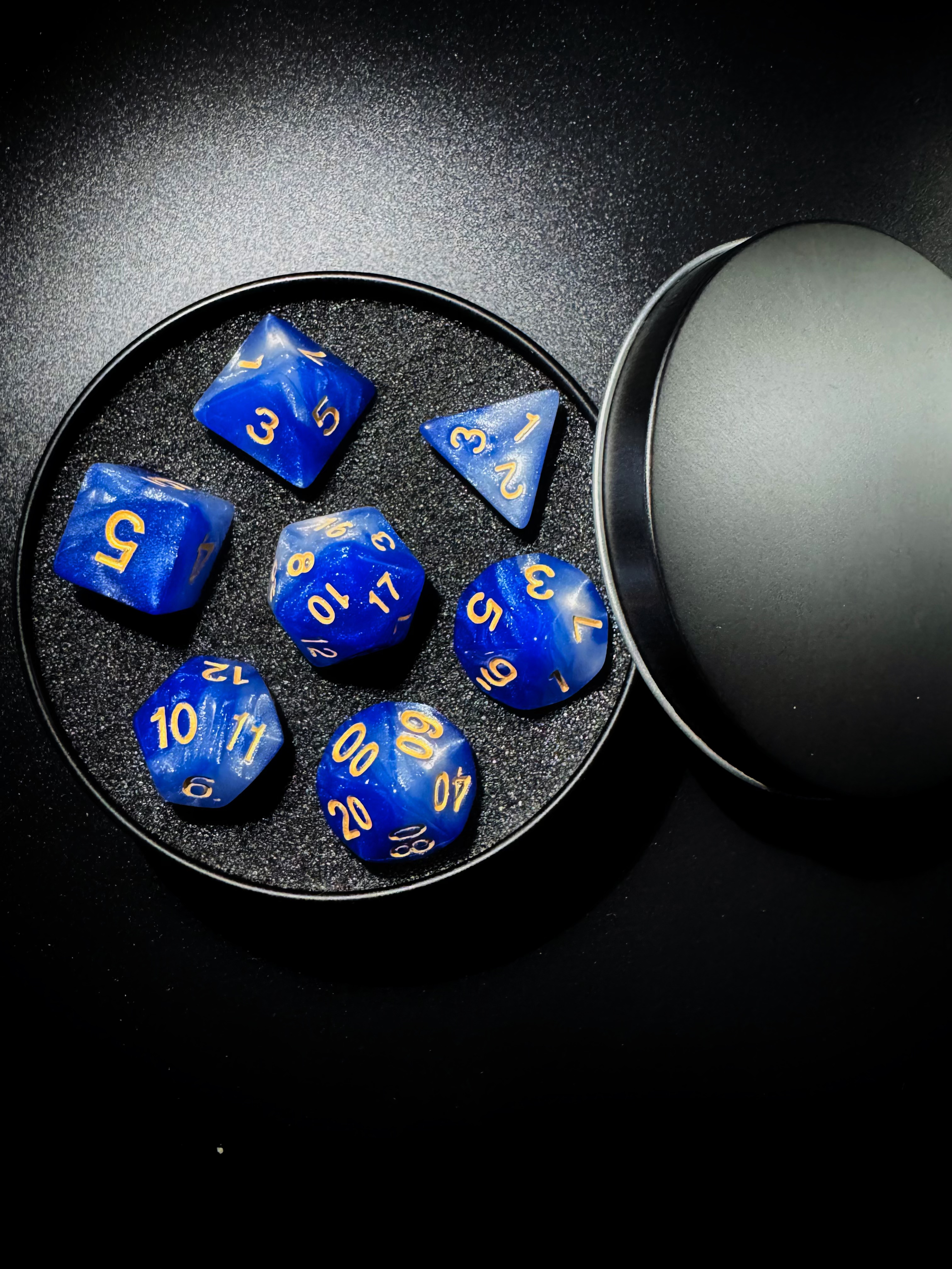 Blue Swirl Dice Set [With Dark Iron Gift Box]