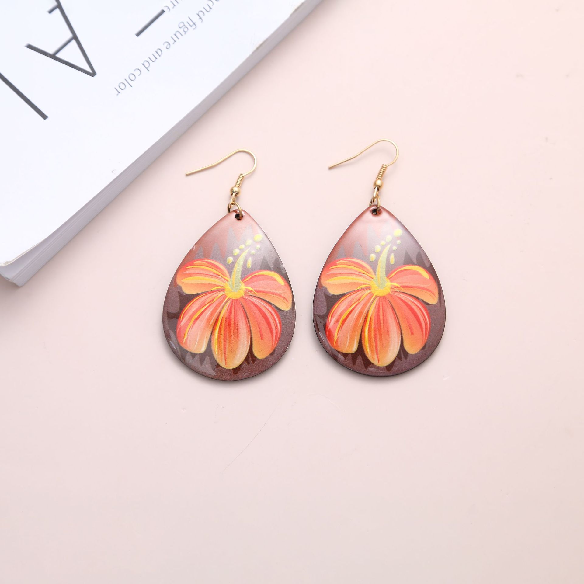 Teardrop Flower Acrylic Earrings