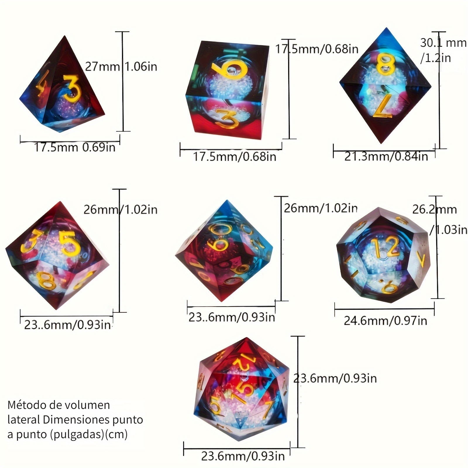 7pcs/set, Movable Dragon's Eye Dice, Devil's Eye Polyhedral Dice ,Crystal Phantom Dragon's Eye Dice For Roleplaying Dice For RPG Tabletop Game And Numerical Instruction, Halloween Dice Accessories