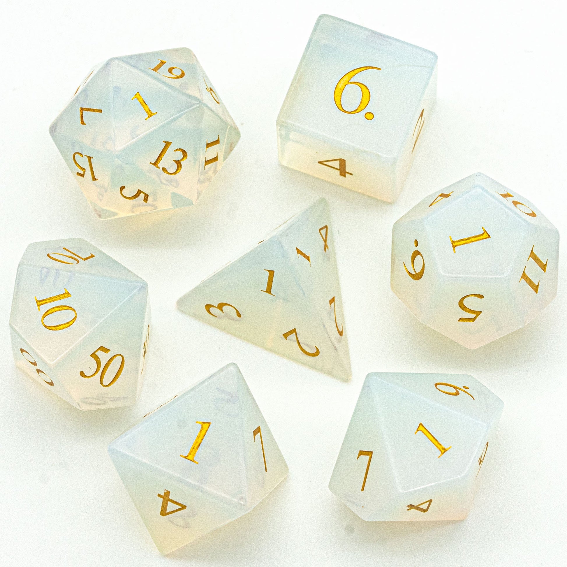 Opalite Polyhedral Dice Set, RPG Game Crystal Stone Dice