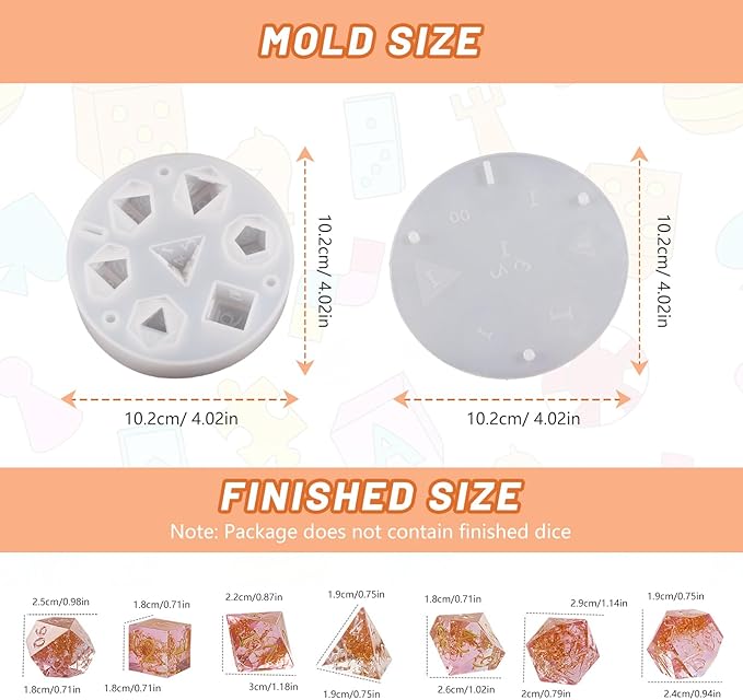 Silicone Dice Moulds, Polyhedral Dice Mold 7 Shapes Silicone Dice Dnd, Game Dice Moulds Diy Table Board Game