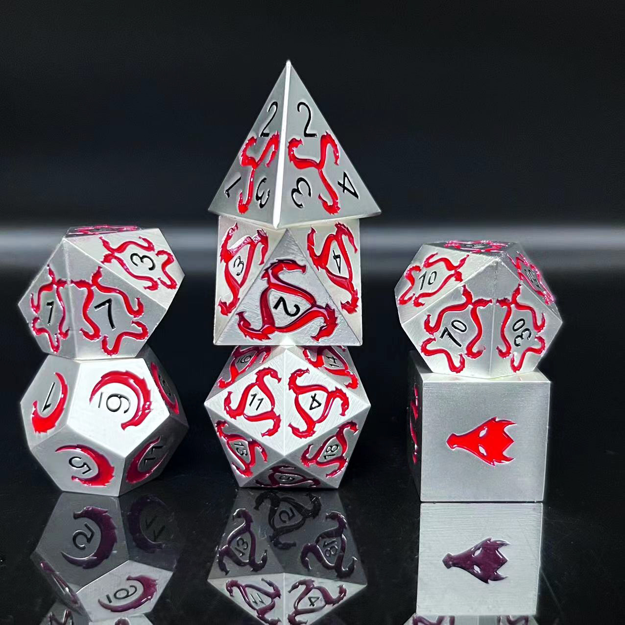 Metal solid dice dnd dragon and dungeons metal dice set