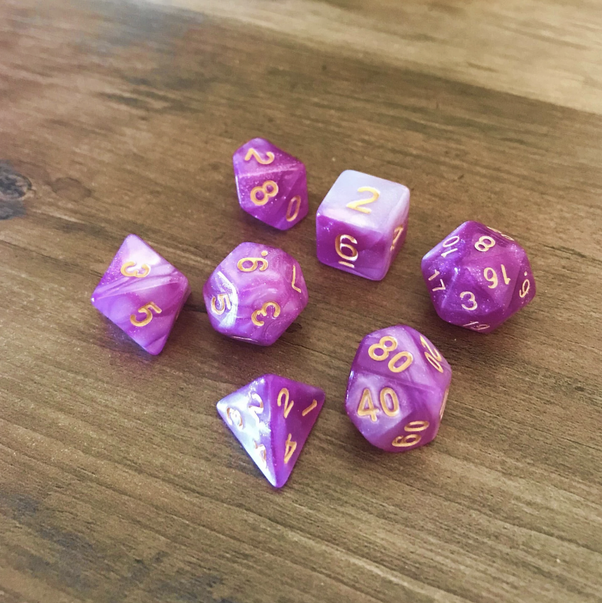 Bubblegum Pink Swirl Galactic Dice Set