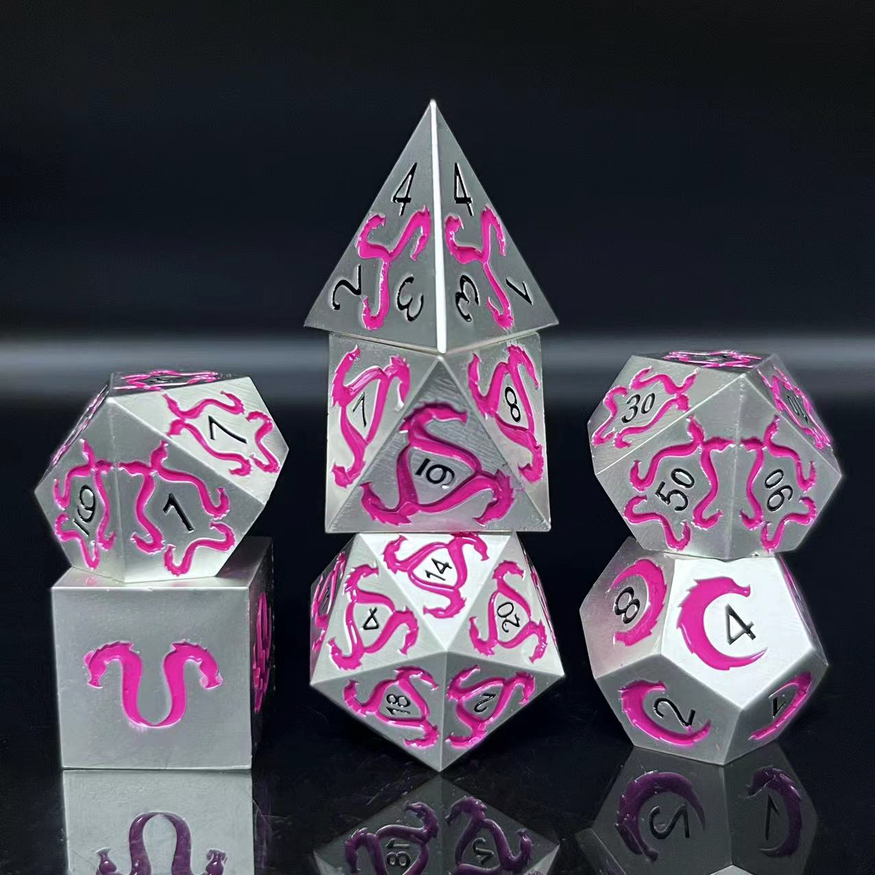 Metal solid dice dnd dragon and dungeons metal dice set
