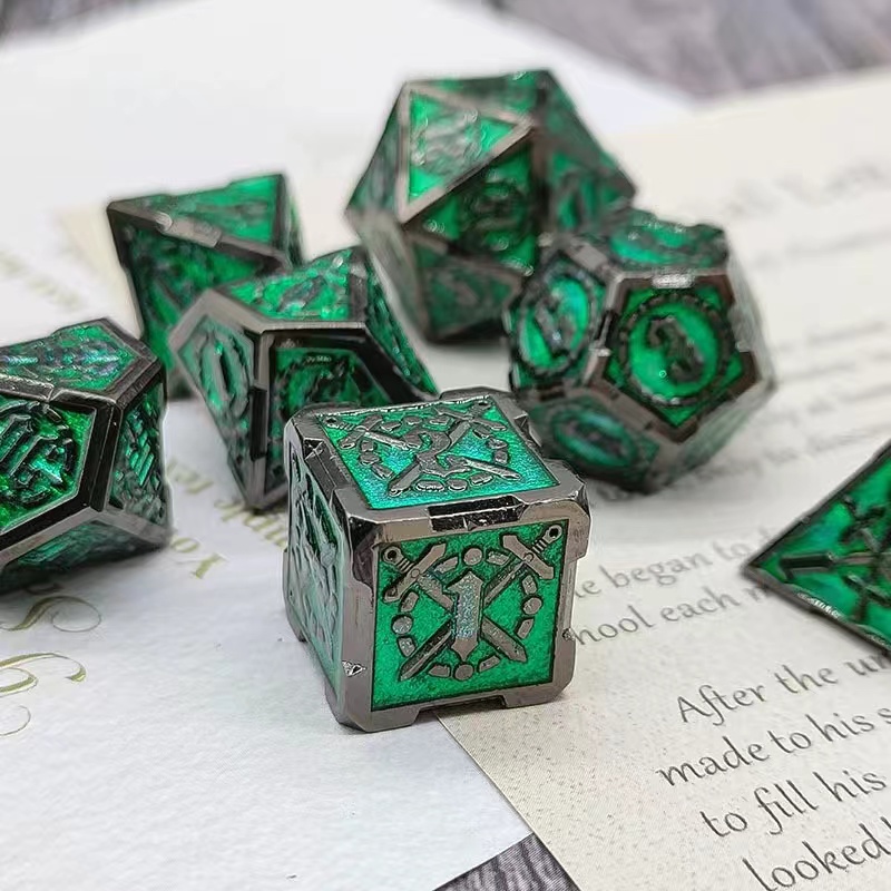 Fighter Bloodthirsty Metal Polyhedral 7 Dice Set