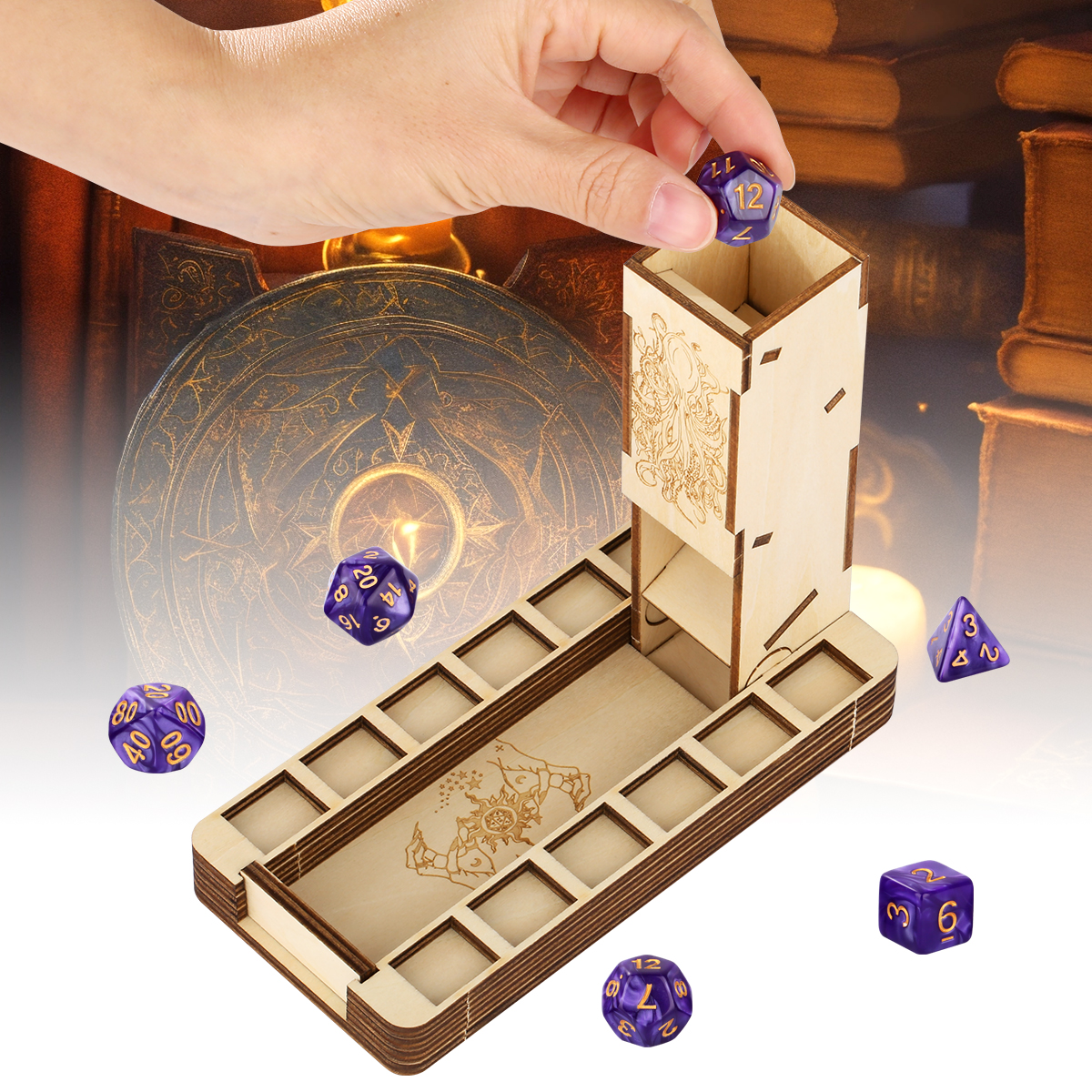 Regal Wood Dice Tower & Tray Vault