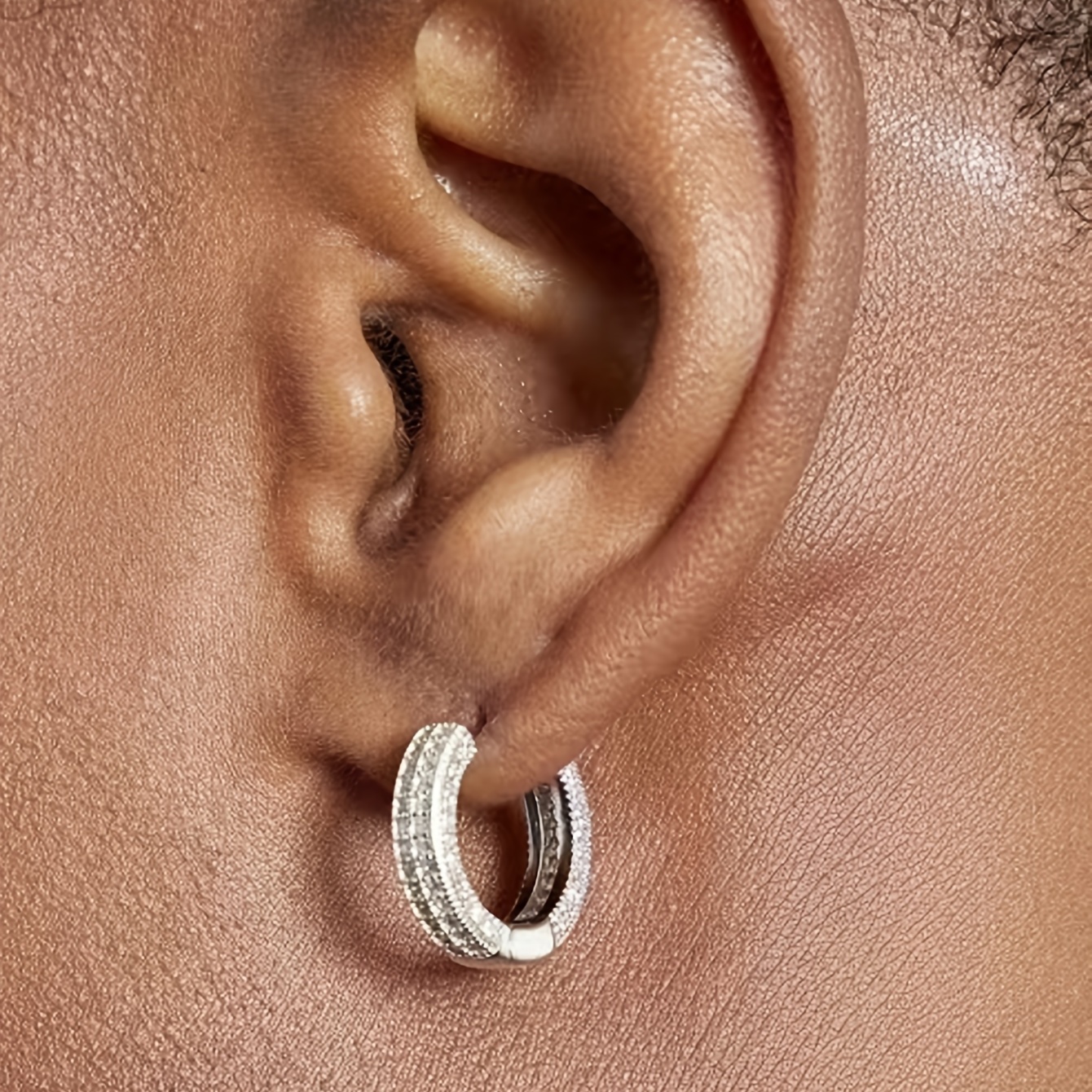 14K Gold Plated Zircon Hoop Earrings Cuff Hoop Earrings For Women Women's Elegant Jewelry Women's Accessories