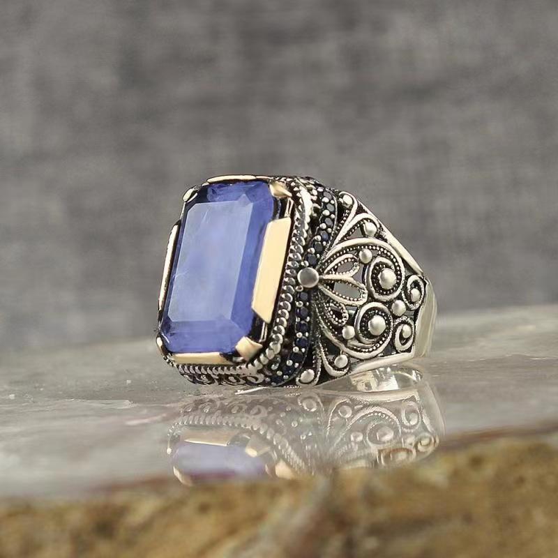Textured Gemstone Two-Tone Ring