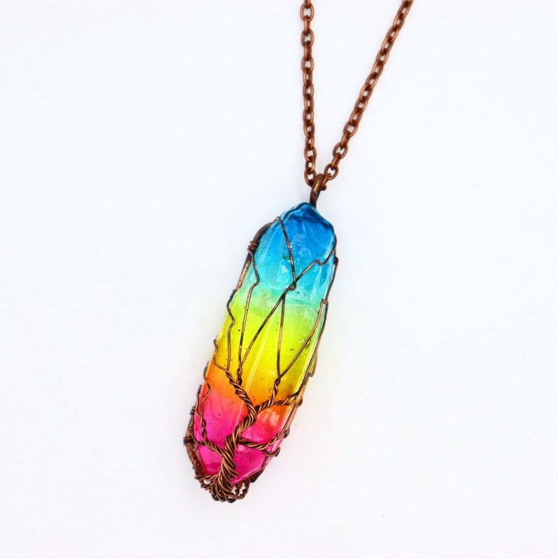 Rainbow Quartz Tree Of Life Necklace