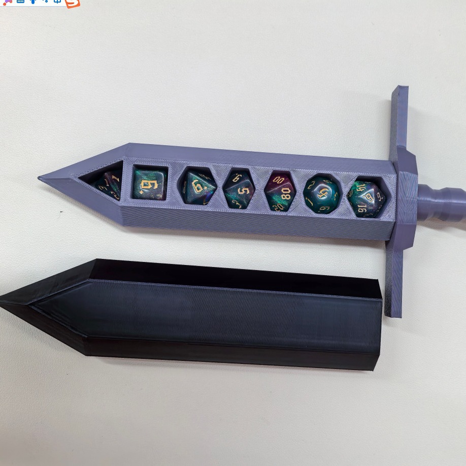 DND Dice Holding Sword + Mystery Dice Set