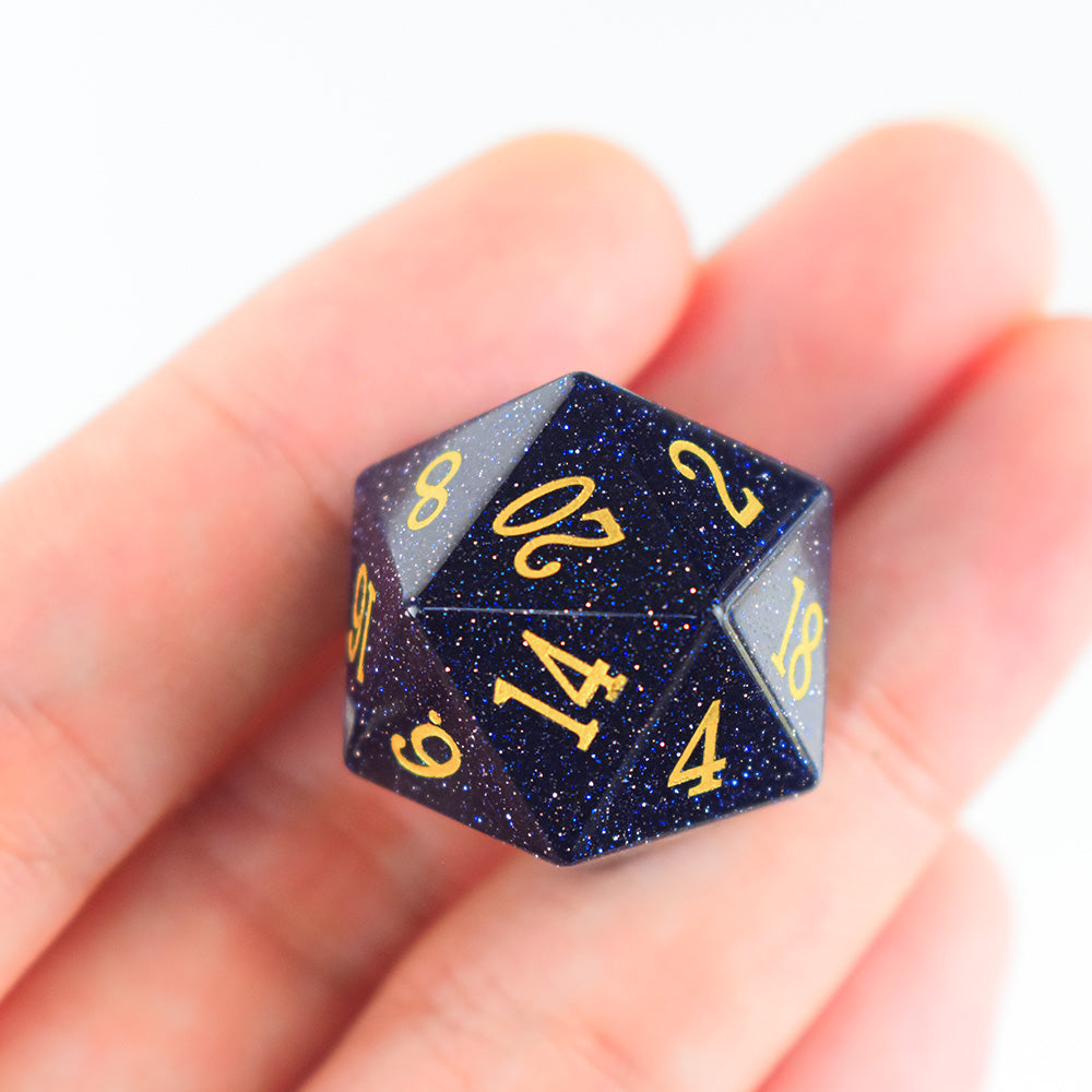 Blue Sandstone Real gemstone dice set DnD roleplay D20 natural stone