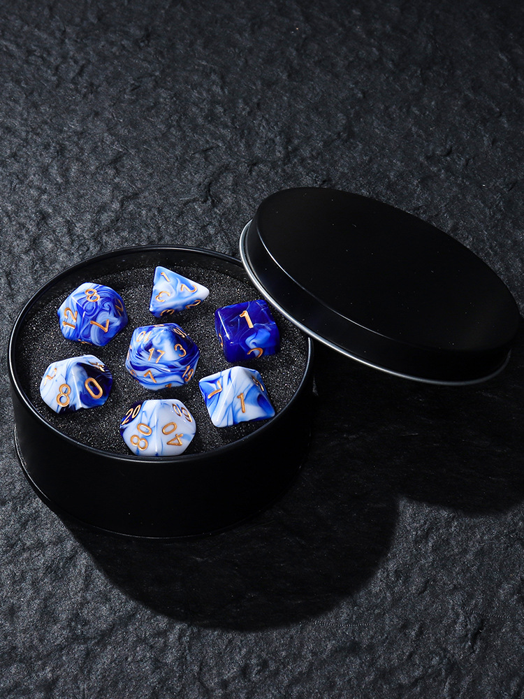 Sapphire Tide Dice Set [With Dark Iron Gift Box]
