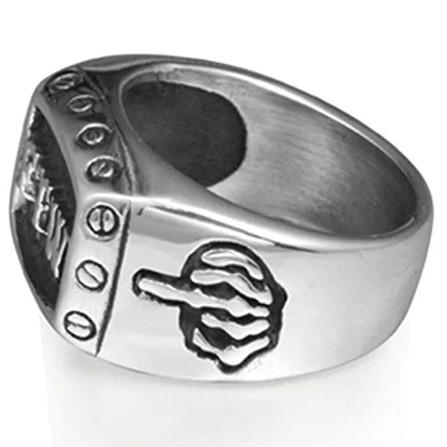 Stainless Steel FTW Biker Rider Middle Finger Ring