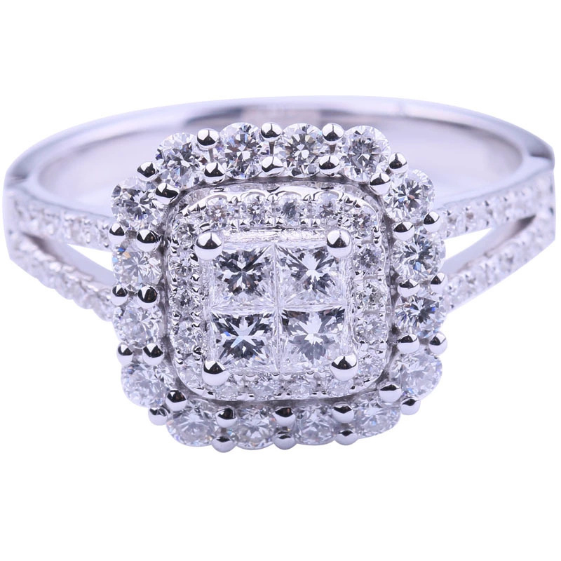 Zircon Decor Ring Square Shape Shiny Ring Bridal Wedding Ring Anniversary Gift Engagement Gift